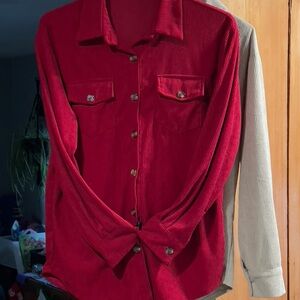 2 Pk Red/Tan Corduroy Ladies Shirts